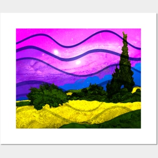 Wheat Field with Cypresses by Van Gogh (Remix by SABRE) Posters and Art